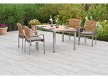 Garten-Essgruppe MERXX "»Keros«", beige (natur, natur, silber), Edelstahl, Massivholz, Sitzmöbel-Sets, Garten-Essgruppe, Tisch: LxB: 150x90 cm