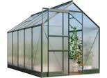 Gewächshaus VITAVIA "Apollo 6200", grün (smaragdgrün), B:195cm H:207,4cm T:323,2cm, Gewächshäuser, Gewächshaus, Alu-Profile, Stahlfundamentrahmen, 6 mm Hohlkammerplatten