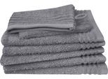Waschhandschuh DYCKHOFF "Waschhandschuh-Set BRILLANT 6-tlg., Baumwolle, 550 g/m²", grau, B:16cm L:21cm, Frottier, Baumwolle, Handtücher, Waschhandschuh, Baumwolle