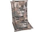 Hochlehnerauflage GO-DE, braun (braun, natur), B:50cm T:120cm, Baumwolle, Polyester, Polsterauflagen, Hochlehnerauflage, braun/natur