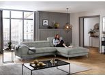 Ecksofa W.SCHILLIG "piedroo, Designsofa mit tollem Sitzkomfort, bequem und elegant, L-Form", grau (grau s37), B:303cm H:70cm T:193cm, Stoff S37 (100% Polyester): Luxus-Microfaser in Lederoptik, Sofas, Ecksofa, Kopfteilverstellung, wahlweise mit Sitztiefenverstellung, Breite 303cm
