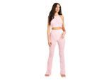 Missy Empire Wijd uitlopende broek van mesh voor dames (Roze)