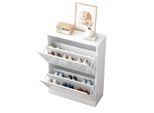 Schuhschrank,, Weiß, Holzwerkstoff, 60x80x24 cm, Garderobe, Schuhaufbewahrung, Schuhkipper