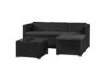Juskys Loungegarnitur, Schwarz, Dunkelgrau, Kunststoff, 3, Loungemöbel, Gartenlounge-Sets