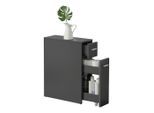 [en.casa] Seitenschrank, Dunkelgrau, Holzwerkstoff, 20x61x45 cm, Badezimmer, Badezimmerschränke