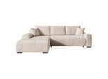 Ecksofa, Creme, Textil, 3-Sitzer, L-Form, 270x185 cm, Wohnzimmer, Sofas & Couches, Wohnlandschaften, Ecksofas