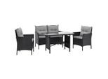 Svita Gartenlounge, Schwarz, Metall, 4-Sitzer, rechteckig, Loungemöbel, Gartenlounge-Sets
