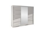 Mirjan24 Schwebetürenschrank, Weiß, Holzwerkstoff, 9 Fächer, Rechteckig, 200x215x58 cm, Schlafzimmer, Kleiderschränke, Schwebetürenschränke