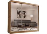 Beautysofa Schwebetürenschrank, Eiche Artisan, Holzwerkstoff, 12 Fächer, 4 Schubladen, 240x216x61 cm, Schlafzimmer, Kleiderschränke, Schwebetürenschränke