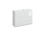 Vicco Waschbeckenunterschrank, Weiß Hochglanz, Holzwerkstoff, 2 Schubladen, Rechteckig, 80.1x62x30.1 cm, Badezimmer, Badezimmerschränke, Waschbeckenunterschränke