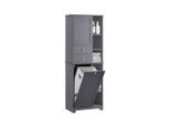 SoBuy Hochschrank, Grau, Holzwerkstoff, 60x170x37 cm, Badezimmer, Badezimmerschränke, Hochschränke