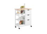 SoBuy Servierwagen, Weiß, Holzwerkstoff, 68x85x38 cm, Esszimmer, Servierwagen