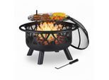 Relaxdays Feuerschale, Schwarz, Metall, 75x68.5x75 cm, Freizeit, Campingzubehör, Feuerschalen
