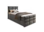 Masseno Boxbett, Grau, Holz, H2 + H3, 80x200 cm, Schlafzimmer, Betten, Boxspringbetten