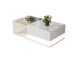 Okwish Couchtisch, Weiß, Holzwerkstoff, Nachbildung, Mode, 1 Schubladen, Rechteckig,Rechteckig, 55x32.5x105 cm, Wohnzimmer, Wohnzimmertische, Couchtische