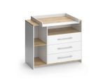 Vicco Wickelkommode, Weiß, Honigeiche, Holzwerkstoff, 2 Fächer, 3 Schubladen, Rechteckig, 113x93x53.1 cm, Babymöbel, Wickelkommoden & Zubehör, Wickelkommoden