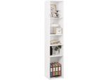 Woltu Bücherregal,, Weiß, Holzwerkstoff, 4 Fächer, Rechteckig, 30x151x26 cm, Wohnzimmer, Regale, Bücherregale