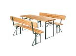 tectake Bierzeltgarnitur, Braun, Holz, Rechteckig, Gartenmöbel, Gartenmöbel-Sets
