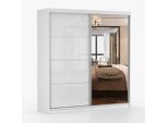 imoebel24 Schwebetürenschrank, Weiß, Glas, Holzwerkstoff, 6 Fächer, Rechteckig, 203x218x61 cm, Schlafzimmer, Kleiderschränke, Schwebetürenschränke