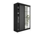 Kier Furniture Schiebetürenschrank, Schwarz, Graphit, Holzwerkstoff, 138x205x59 cm, Schlafzimmer, Kleiderschränke, Schwebetürenschränke