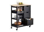 SoBuy Servierwagen, Schwarz, Holzwerkstoff, Holz, 68x85x38 cm, Esszimmer, Servierwagen