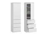 Home Collective Kleiderschrank, Weiß, Holzwerkstoff, 3 Schubladen, 50x180.5x40 cm, Schlafzimmer, Kleiderschränke