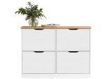 Idimex Schuhschrank, Weiß, Braun, Holz, Kiefer, Vintage, 115x79x25 cm, FSC Mix, Garderobe, Schuhaufbewahrung, Schuhkipper