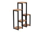 [en.casa] Pflanzenregal, Braun, Schwarz, Holzwerkstoff, Metall, Holz Optik, 56x78.5x20 cm, Wohnzimmer, Wohnzimmertische, Blumenständer