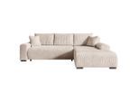 Ecksofa, Creme, Textil, 3-Sitzer, L-Form, 270x185 cm, Wohnzimmer, Sofas & Couches, Wohnlandschaften, Ecksofas