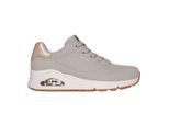 Skechers Uno Stand On Air-sneakers met sleehak voor dames (Taupe-beige/metallic goud)