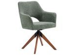 Livetastic , Grün, Walnussfarben , Holz, Metall, Textil , Buche , massiv , 60x89x65.5 cm , Sitzfläche 360° drehbar ,