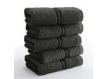 Gaestehandtuecher HAMMETEX "5er Set, 30x50 cm, weich & saugstark, 100% Baumwolle", schwarz (anthrazit), B:30cm L:50cm, Frottier, Frottee, Handtücher, Gaestehandtuecher, mit Bordüre, einfarbig, Schlaufe, 100% Baumwolle Frottee