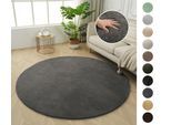 Teppich OTTO HOME "Cali", grau (anthrazit), H:16mm Ø:120cm, Kunstfaser, Microfaser, Teppiche, Teppich, Uni-Farben, kuschelig, & weich, waschbar, Wohnzimmer, Schlafzimmer