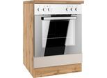 Herdumbauschrank KOCHSTATION "KS-Virginia,neu in verbesserter Ausführung", beige (matt kaschmir, wotaneiche), B:60cm H:86cm T:60cm, MDF, Schränke, Herdumbauschrank, Breite 60 cm, Höhe 85 cm, Nische für Ofen B/H/T: 56/59/55 cm