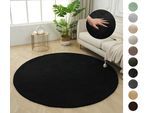 Teppich OTTO HOME "Cali", schwarz, H:16mm Ø:180cm, Kunstfaser, Microfaser, Teppiche, Teppich, Uni-Farben, kuschelig, & weich, waschbar, Wohnzimmer, Schlafzimmer