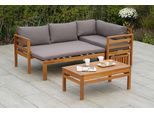 Gartenlounge-Set MERXX "Brasilia", beige (natur, grau), Massivholz, Sitzmöbel-Sets, Gartenlounge-Set, inkl. Auflagen