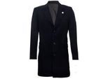 Lange zwarte wollen slim-fit overjas voor heren