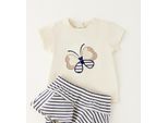 Shorts IDO "BABY GIRL SUMMER SET", Mädchen, Gr. 6, EURO-Größen, cream, 95% Baumwolle, 5% Elasthan, Hosen Shorts