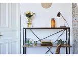 Sekretär SIT "T-NEST SHELF OFFICE LOW aus Mangoholz mit Metallgestell", schwarz (schwarz, natur), B:120cm H:120cm, Sekretäre, Sekretär, Kompakter Sekretär mit Regal im minimalistischen Industrial-Design