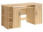 Schreibtisch VOGL MÖBELFABRIK "Tim mit seitlich offenen Fächern & Tastaturauszug", beige (kernbuchefarben), B:138cm H:74cm T:60cm, Tische, Schreibtisch, Druckerablage, 1 Schublade, Breite 138 cm, Made in Germany