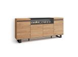 Skraut Home Sideboard, Mehrfarbig, Holzwerkstoff, Rechteckig,Rechteckig, 200x87x35 cm, Wohnzimmer, Kommoden & Sideboards, Sideboards