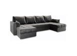 Masseno Wohnlandschaft, Grau, Kunststoff, 4-Sitzer, U-Form, 285x85x140 cm, Wohnzimmer, Sofas & Couches, Wohnlandschaften, Wohnlandschaft U-Form