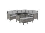 Svita Rattan-Lounge, Grau, Kunststoff, 2, 7-Sitzer, Rechteckig,rechteckig, Loungemöbel, Gartenlounge-Sets