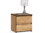 Akord Nachtschrank, Eiche, Holzwerkstoff, Nachbildung, Holz Optik, 2 Schubladen, Rechteckig,Rechteckig, 40x40x35 cm, Schlafzimmer, Nachttische