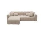 Graingold Ecksofa, Beige, Textil, Kiefer, 3-Sitzer, L-Form, Ottomane links,L-Form, 265x180 cm, Oeko-Tex®, Reach, Hergestellt in Europa, Handmade in Europe, Hergestellt in Europa, Made in EU, Real Wood, Wohnzimmer, Sofas & Couches, Wohnlandschaften, Ecksofas
