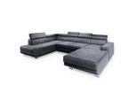 Masseno Wohnlandschaft, Grau, Metall, 5-Sitzer, U-Form, 335x89x190 cm, Wohnzimmer, Sofas & Couches, Wohnlandschaften, Wohnlandschaft U-Form