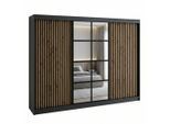 A&J MöbelLand Schwebetürenschrank, Schwarz, Schwarz, Schwarz, Schwarz, Holzwerkstoff, 200x215x59.5 cm, Schlafzimmer, Kleiderschränke, Schwebetürenschränke