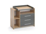 Vicco Wickelkommode, Anthrazit, Sonoma Eiche, Holzwerkstoff, 7 Fächer, 3 Schubladen, Rechteckig, 113x100x53 cm, Babymöbel, Wickelkommoden & Zubehör, Wickelkommoden
