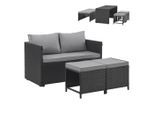 Svita Sitzgruppe, Schwarz, Kunststoff, 4-Sitzer, rechteckig, Loungemöbel, Gartenlounge-Sets