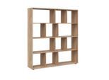 Vicco Raumteiler, Sonoma Eiche, Holzwerkstoff, 12 Fächer, Rechteckig, 131.6x143x29 cm, Wohnzimmer, Regale, Bücherregale